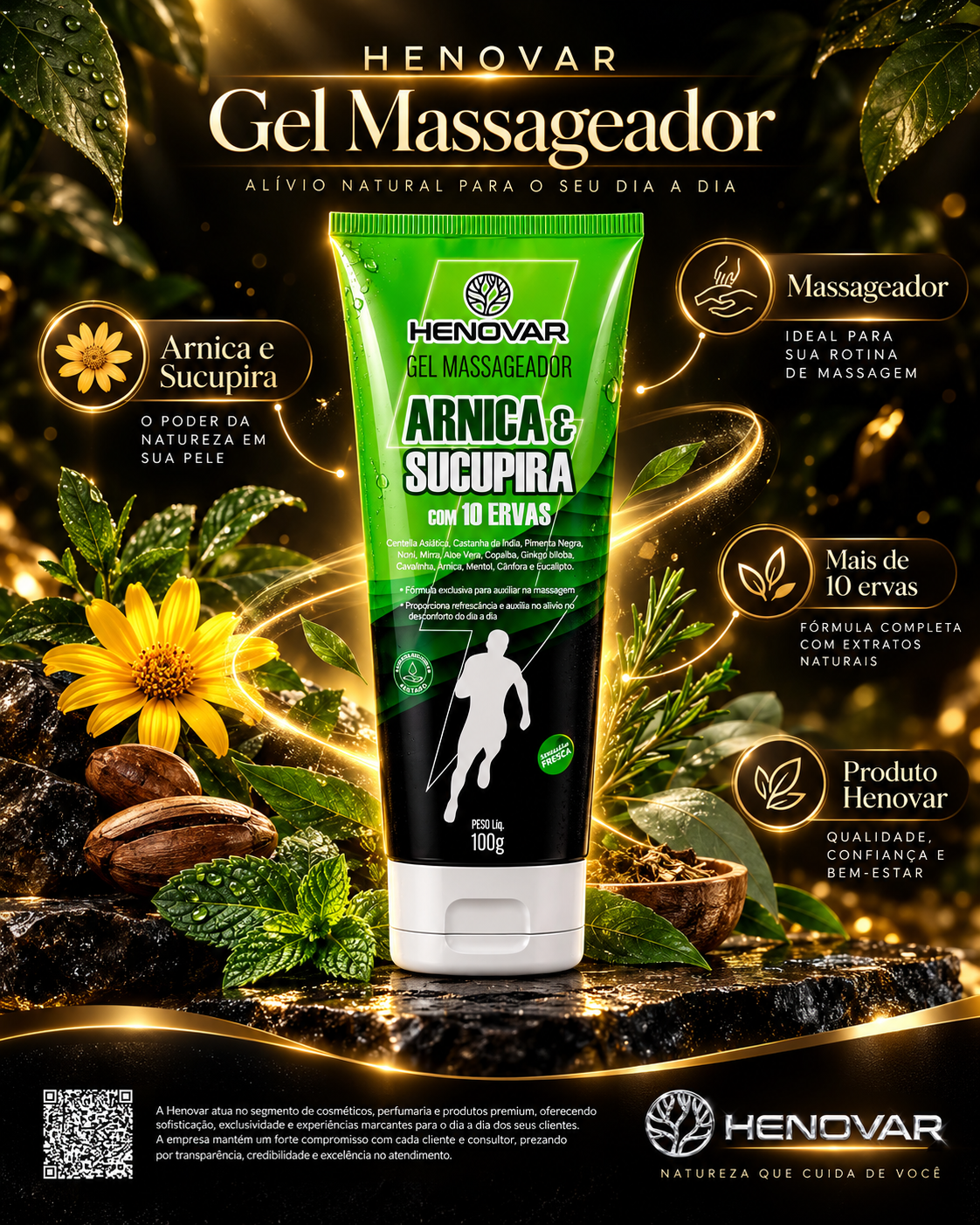 GEL ARNICA E SUCUPIRA COM 10 ERVAS